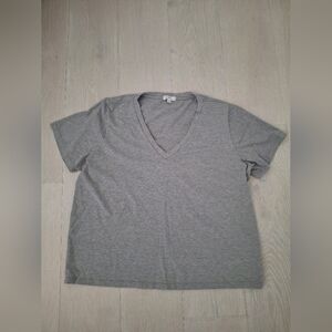 Good American Heather Gray V-Neck Tee